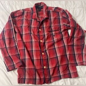 Polo by Ralph Lauren Christmas Red and Blue Plaid Pajama Top Sleepwear MEDIUM